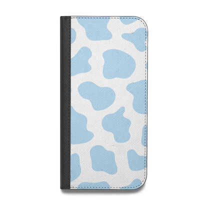 Blue Cow Print Vegan Leather Flip iPhone Case