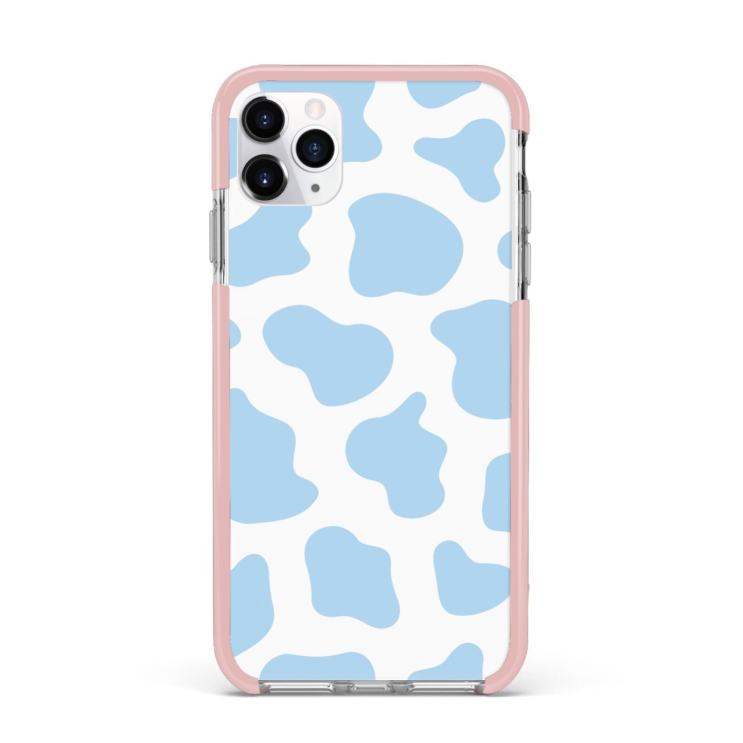 Blue Cow Print iPhone 11 Pro Max Impact Pink Edge Case