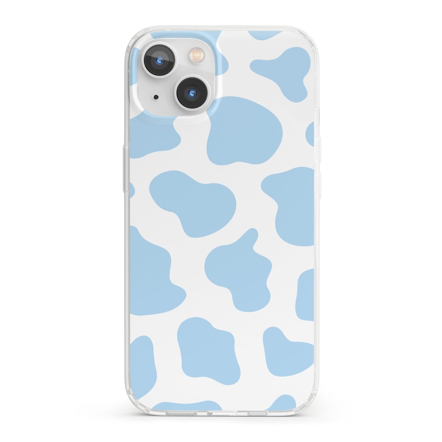 Blue Cow Print iPhone 13 Clear Bumper Case