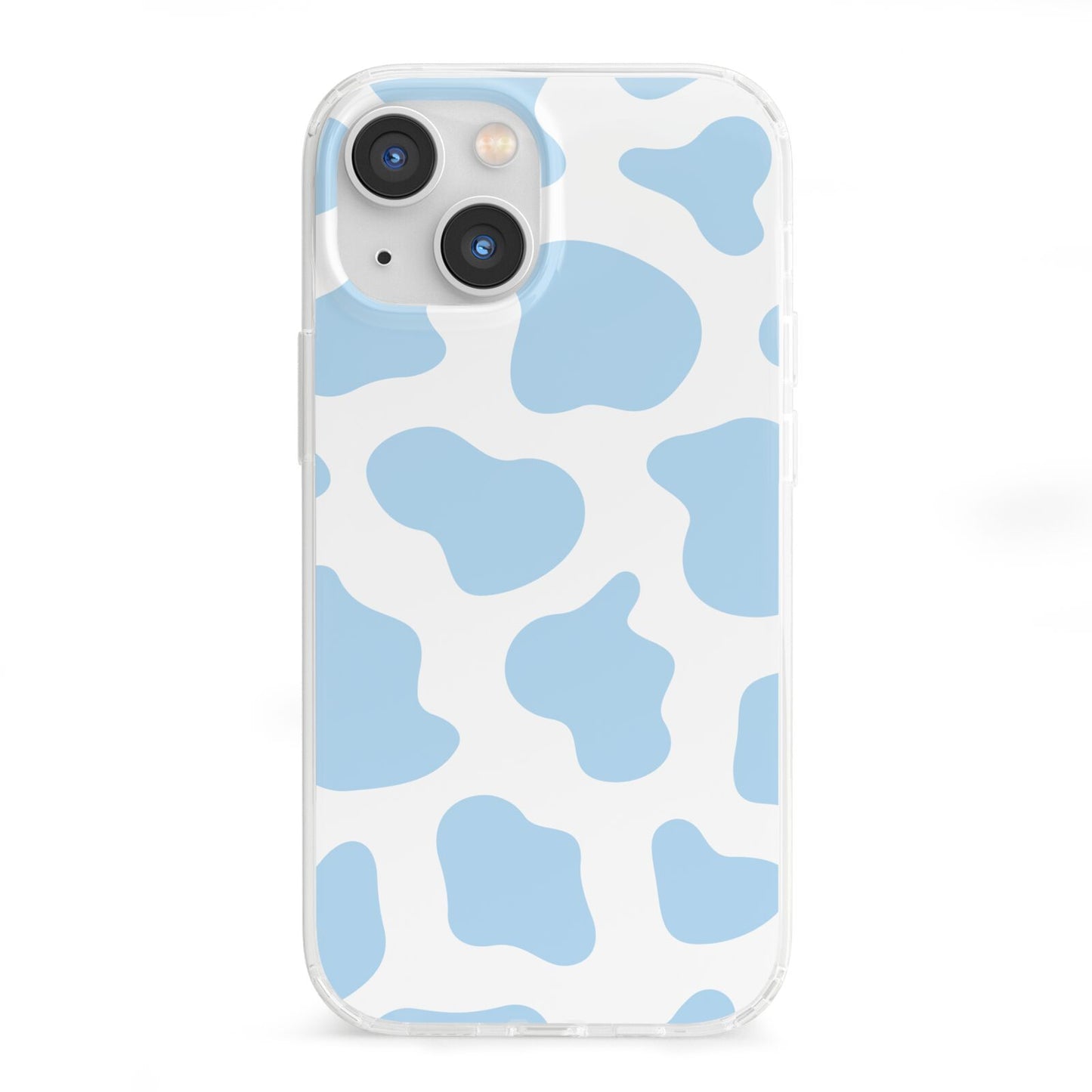 Blue Cow Print iPhone 13 Mini Clear Bumper Case