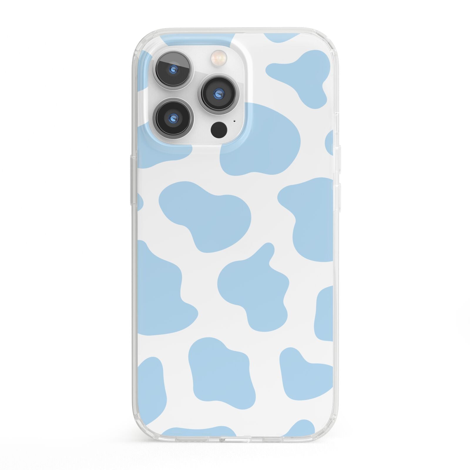 Blue Cow Print iPhone 13 Pro Clear Bumper Case