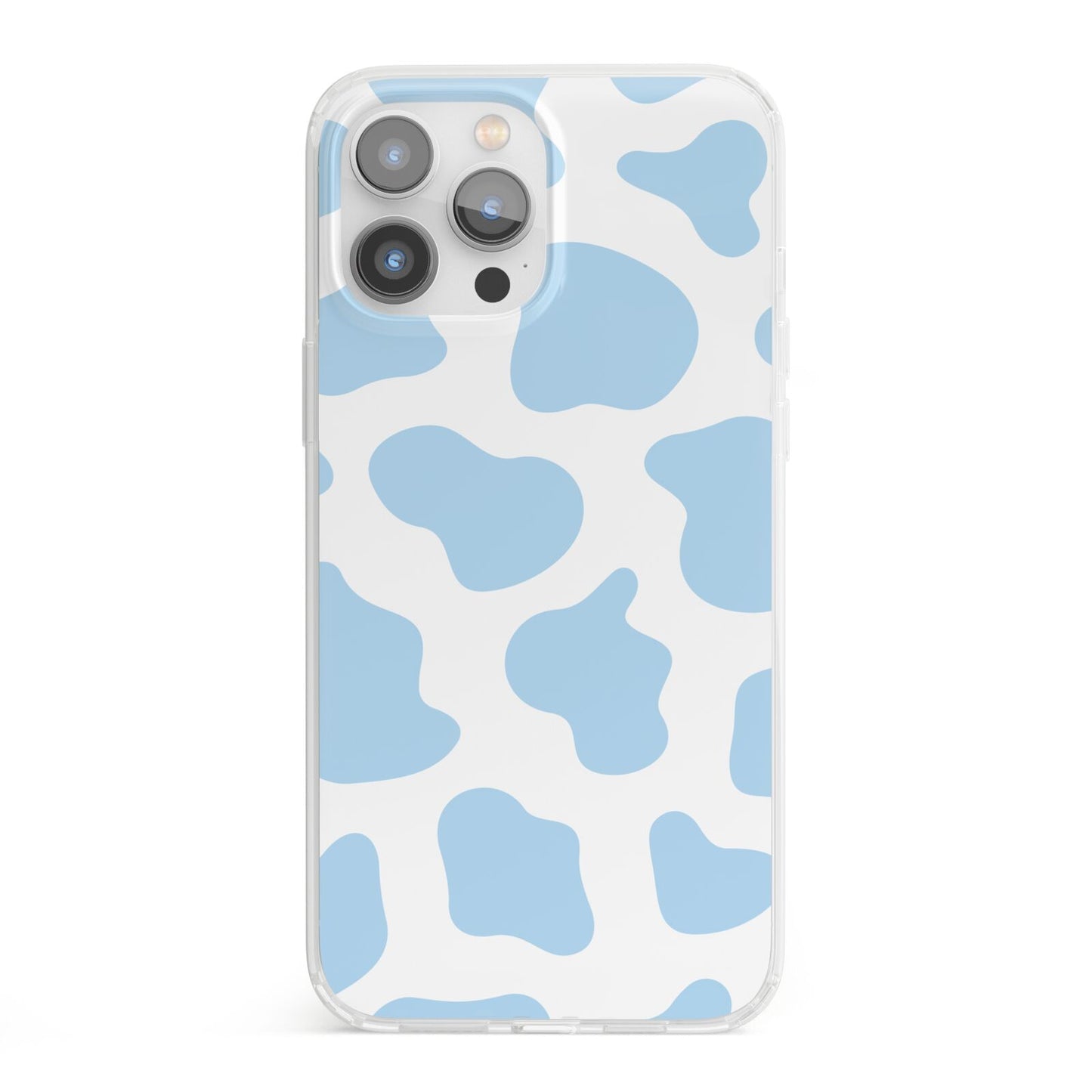 Blue Cow Print iPhone 13 Pro Max Clear Bumper Case