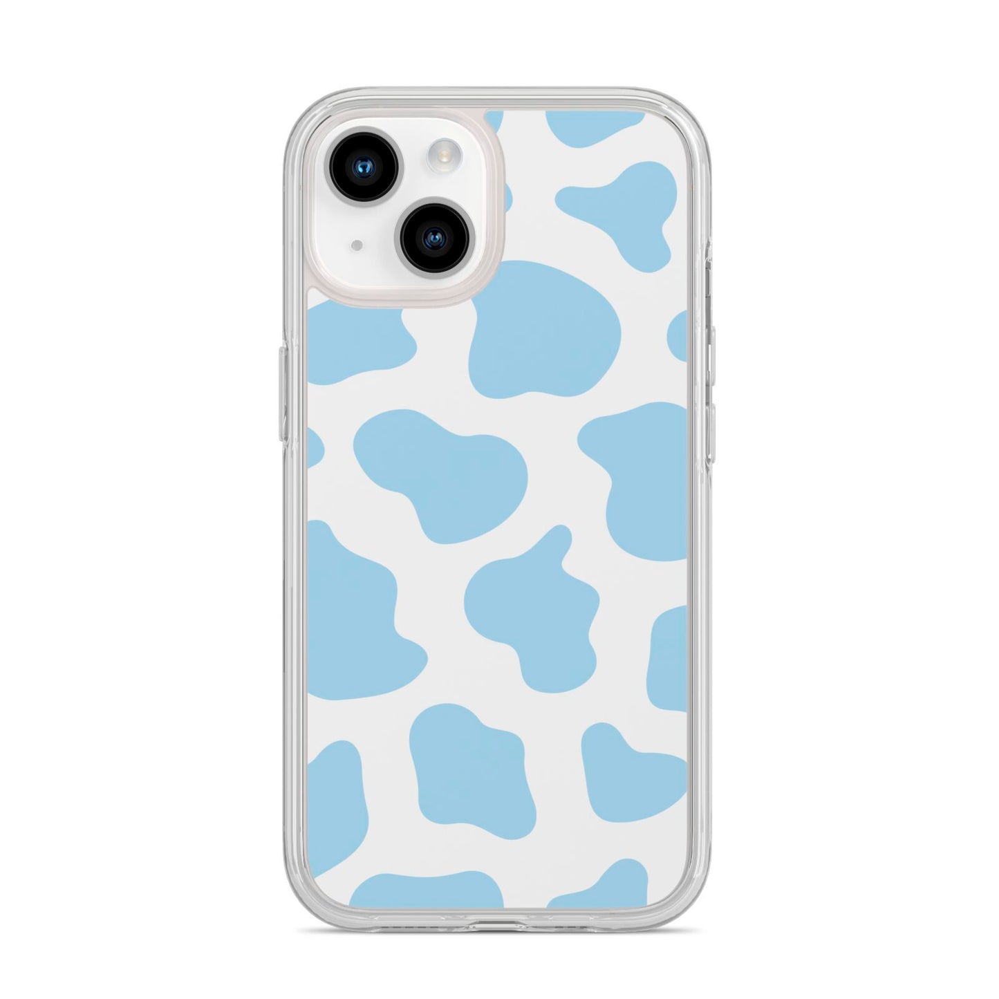 Blue Cow Print iPhone 14 Clear Tough Case Starlight