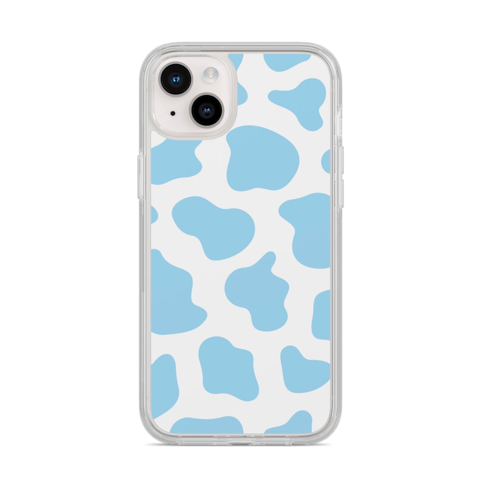 Blue Cow Print iPhone 14 Plus Clear Tough Case Starlight