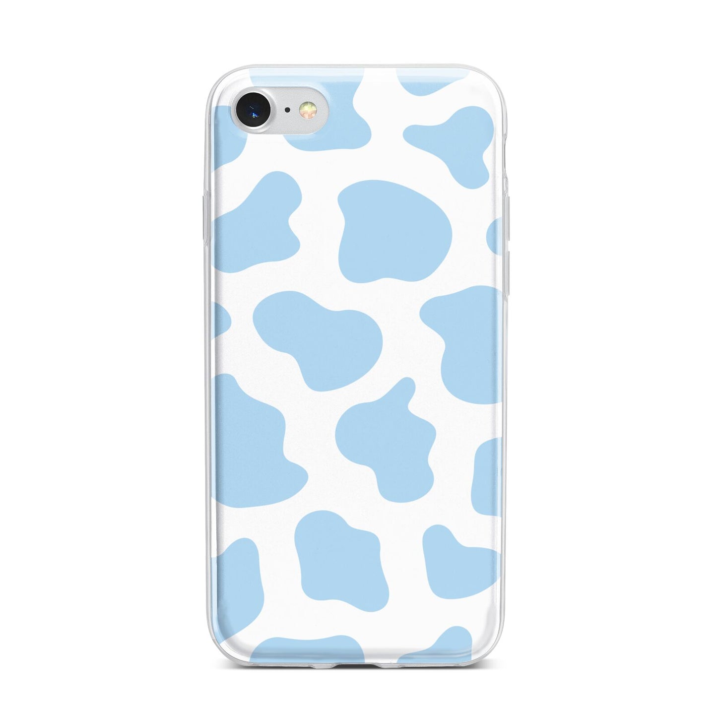 Blue Cow Print iPhone 7 Bumper Case on Silver iPhone