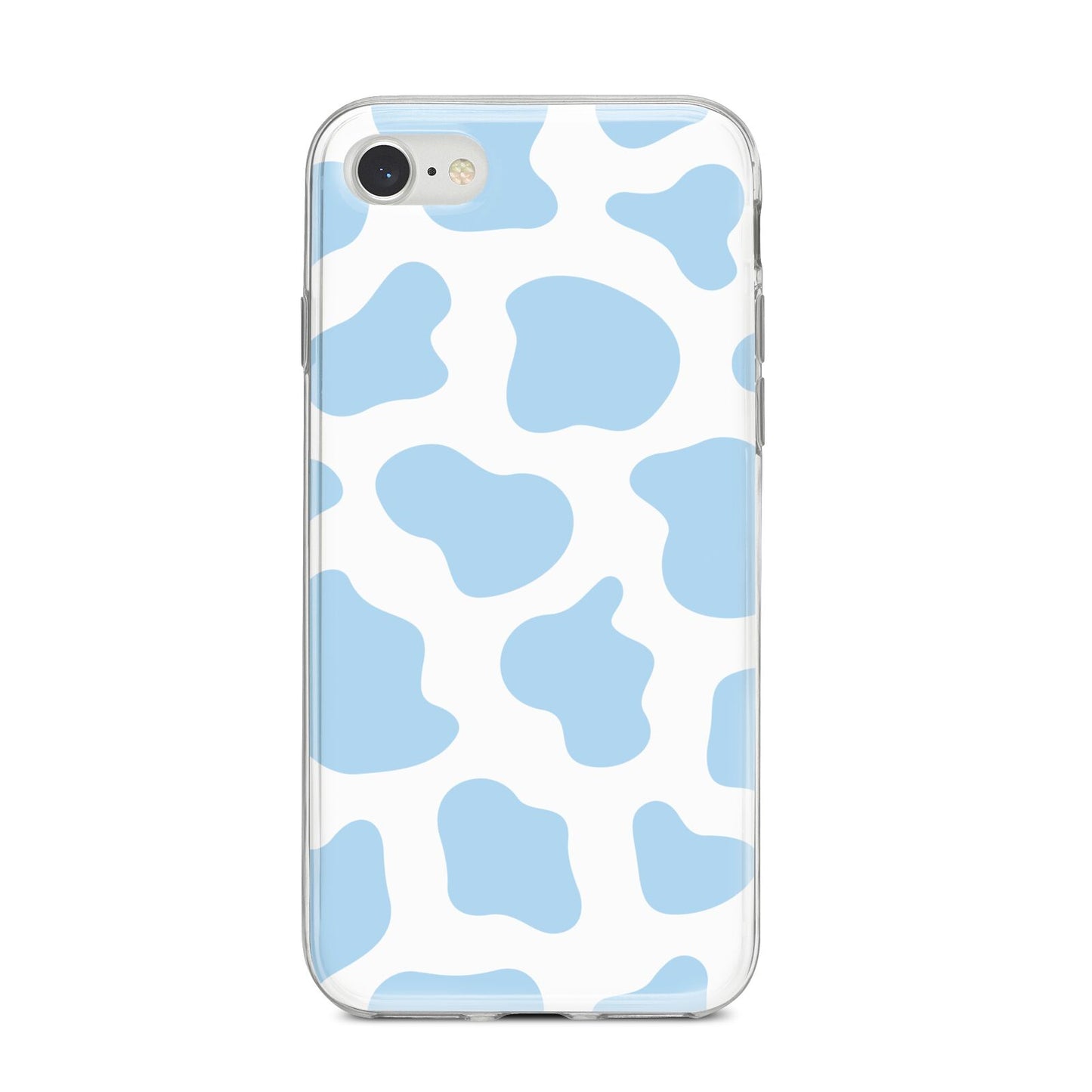 Blue Cow Print iPhone 8 Bumper Case on Silver iPhone