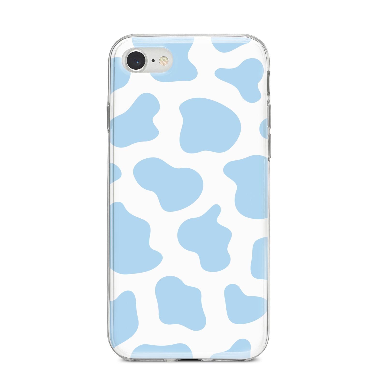 Blue Cow Print iPhone 8 Bumper Case on Silver iPhone