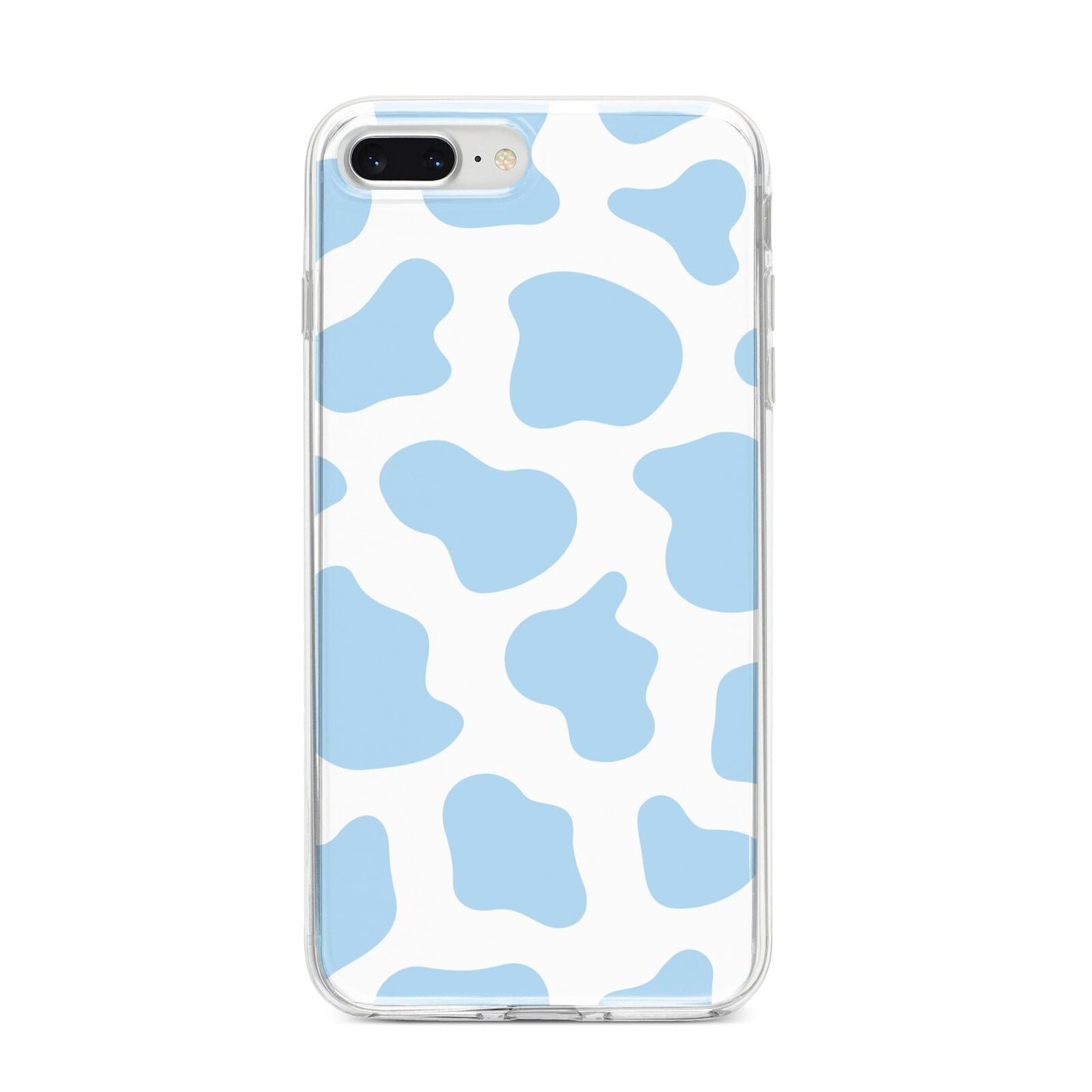 Blue Cow Print iPhone 8 Plus Bumper Case on Silver iPhone