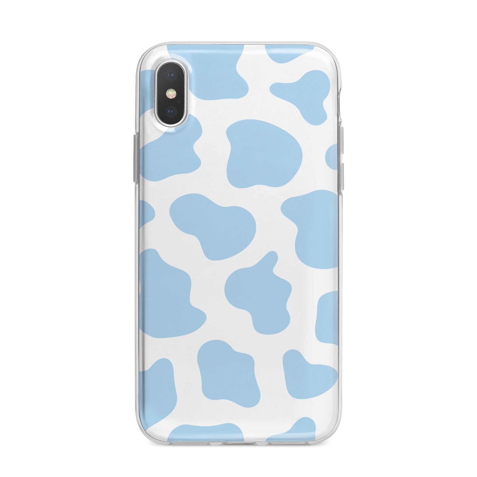 Blue Cow Print iPhone X Bumper Case on Silver iPhone Alternative Image 1