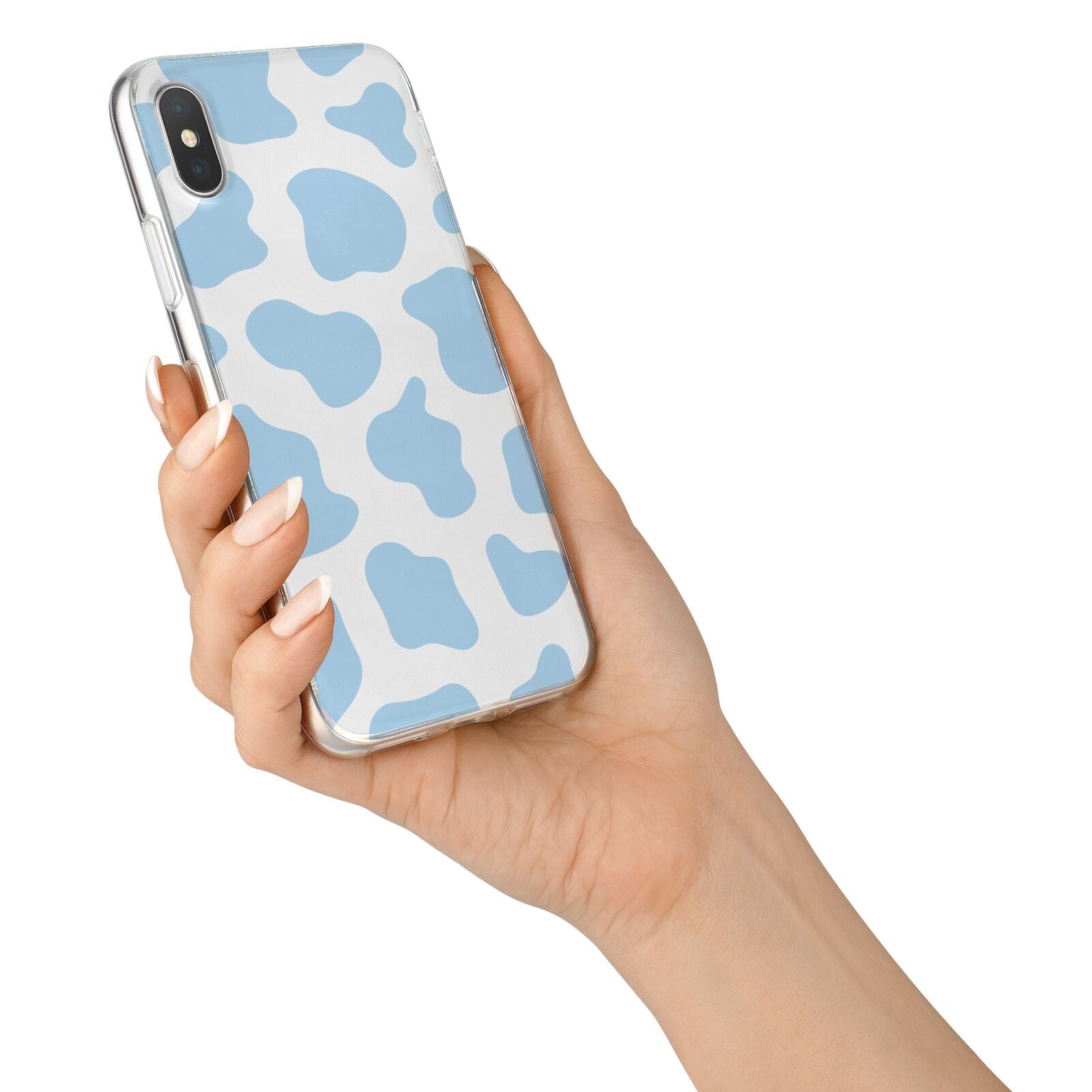 Blue Cow Print iPhone X Bumper Case on Silver iPhone Alternative Image 2