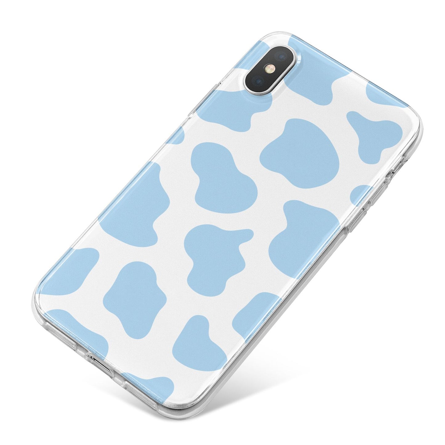 Blue Cow Print iPhone X Bumper Case on Silver iPhone