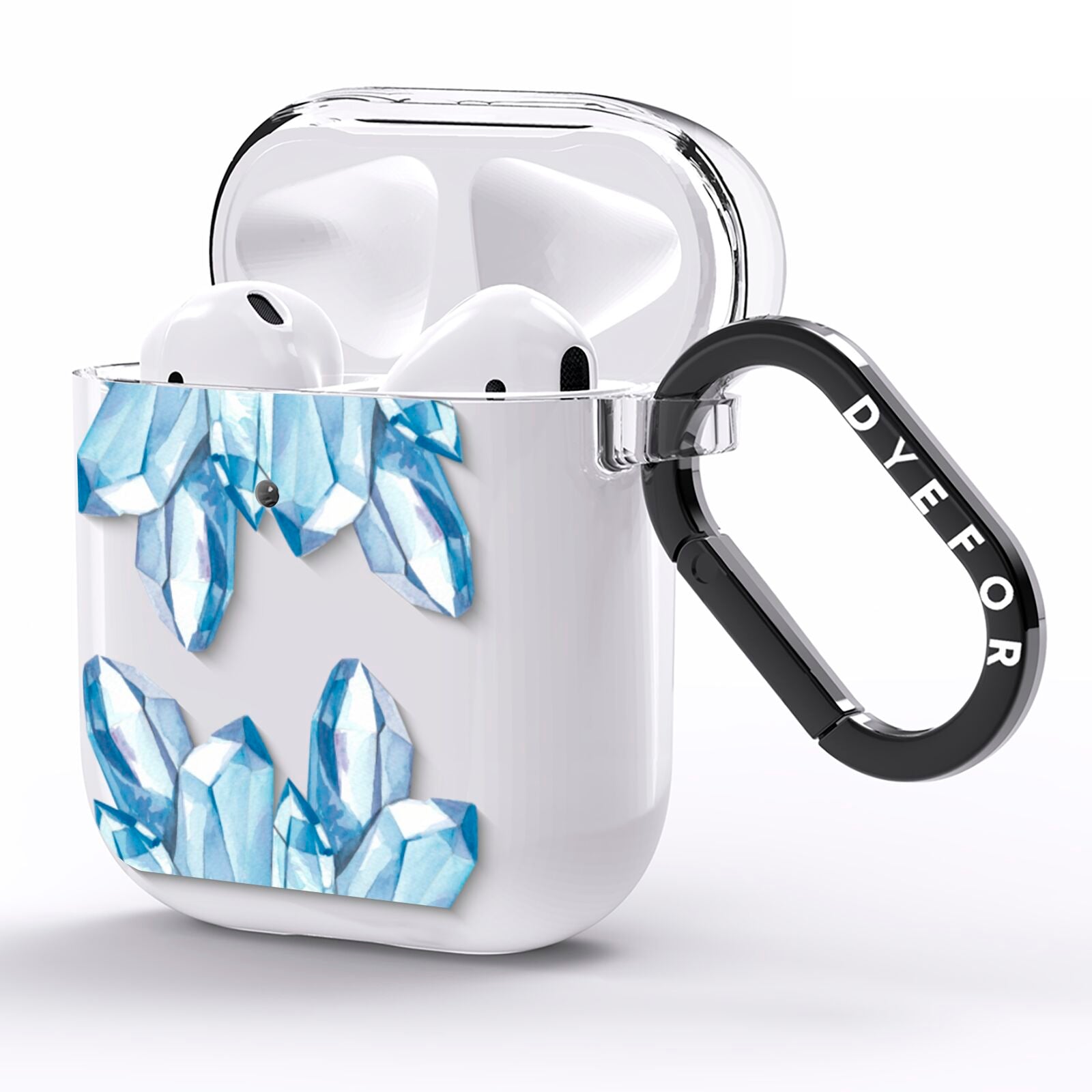 Blue Crystals AirPods Clear Case Side Image