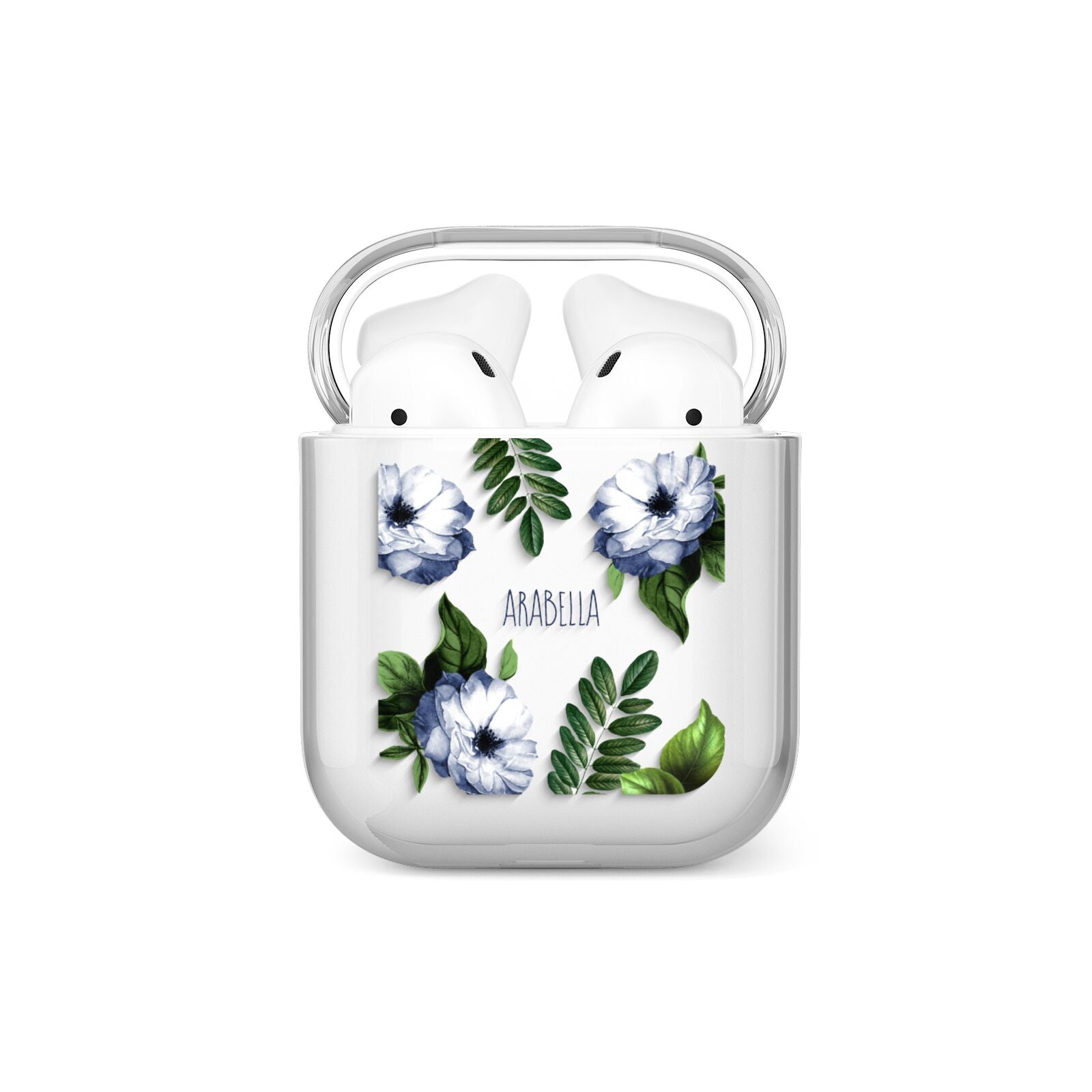 Blue Floral Personalised AirPods Case