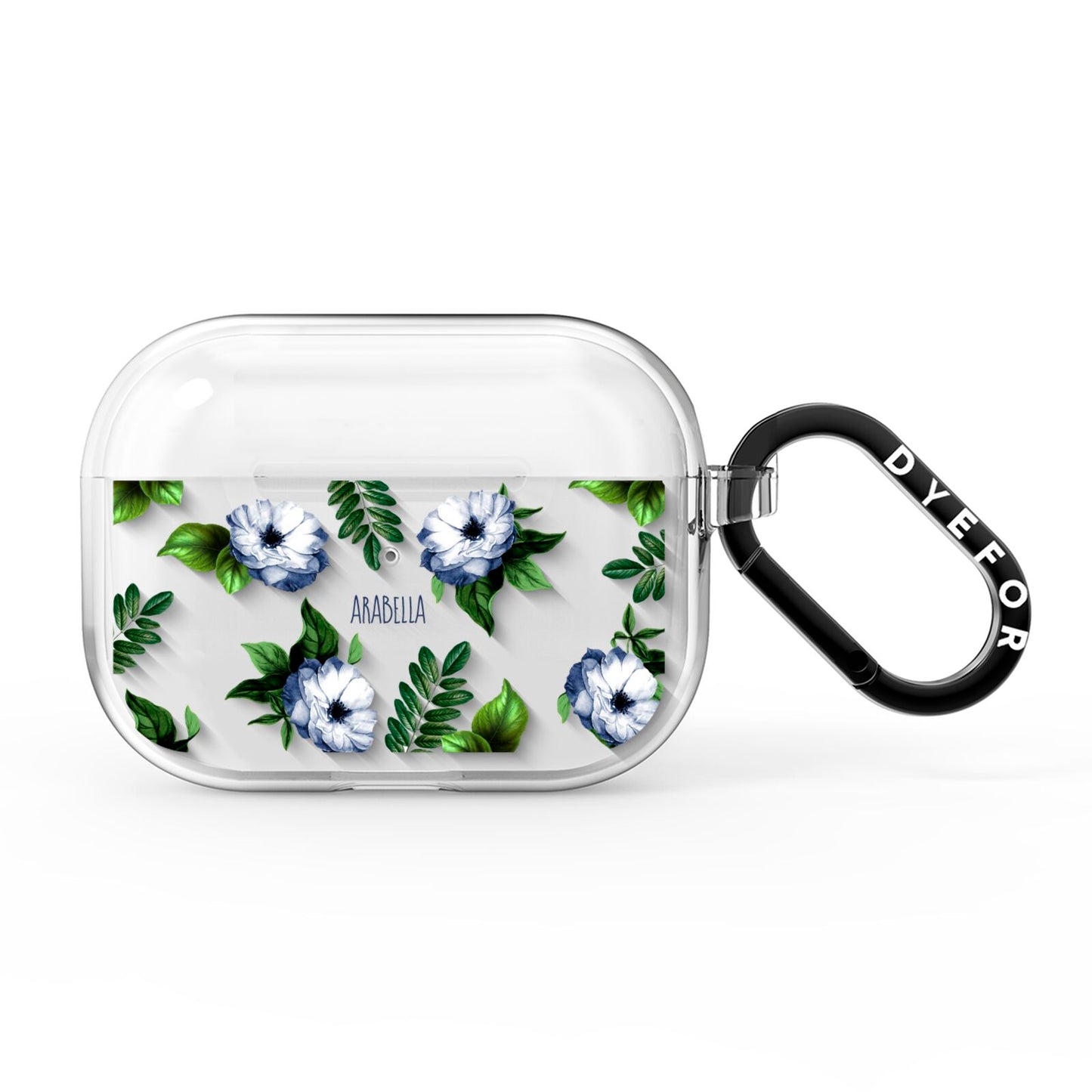 Blue Floral Personalised AirPods Pro Clear Case