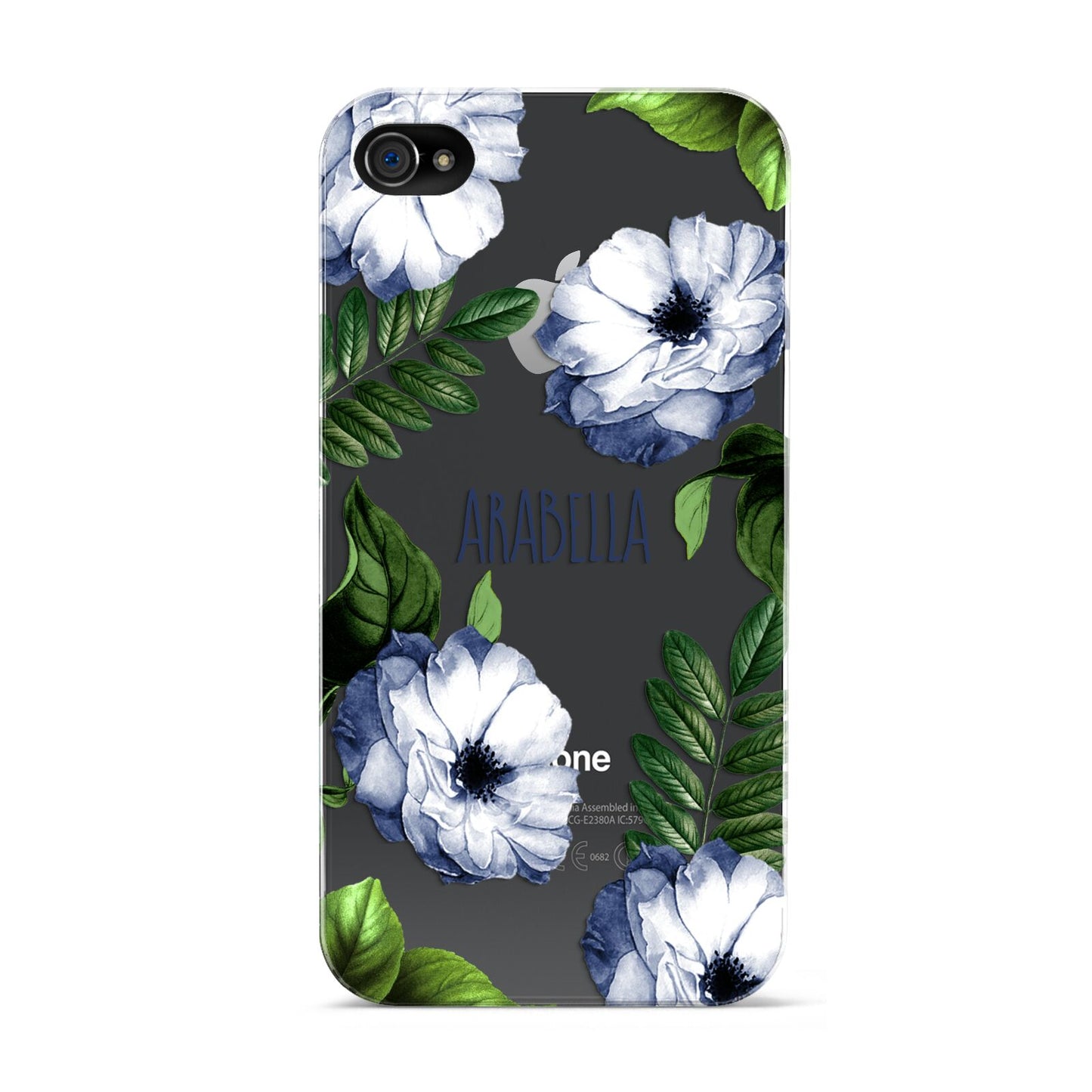 Blue Floral Personalised Apple iPhone 4s Case