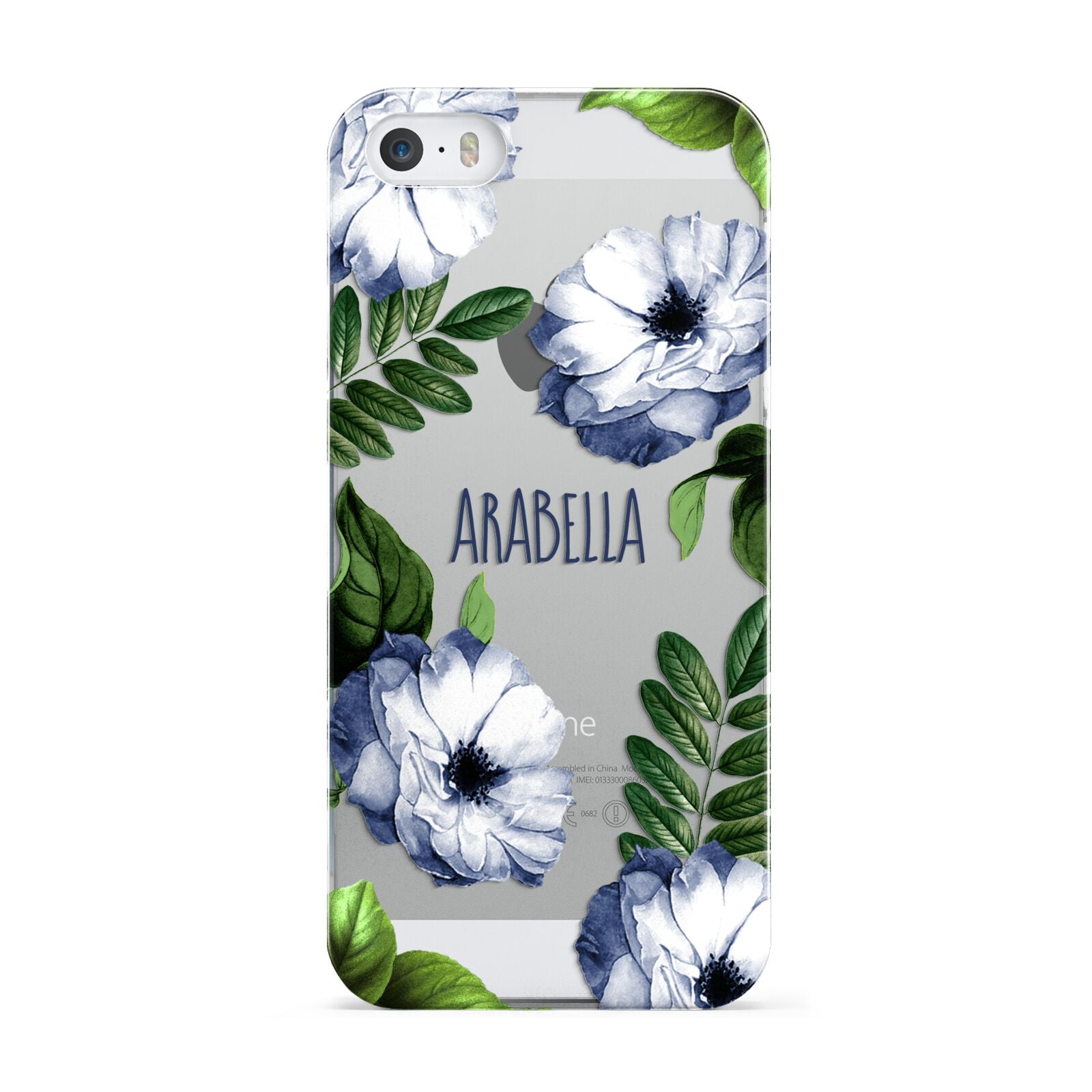 Blue Floral Personalised Apple iPhone 5 Case