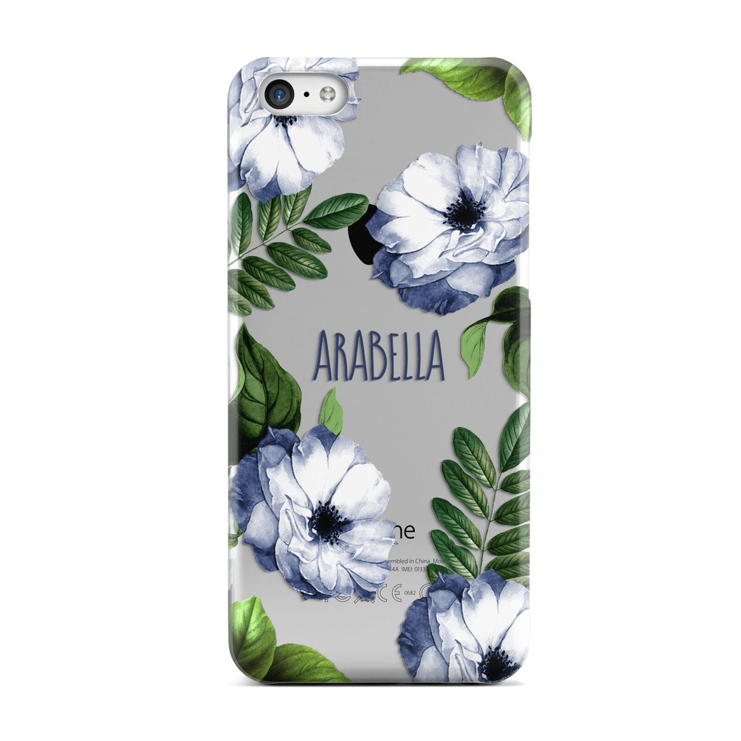 Blue Floral Personalised Apple iPhone 5c Case