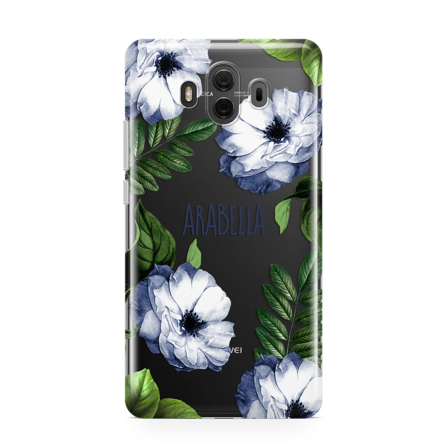 Blue Floral Personalised Huawei Mate 10 Protective Phone Case