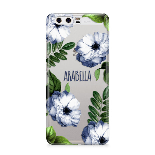 Blue Floral Personalised Huawei P10 Phone Case