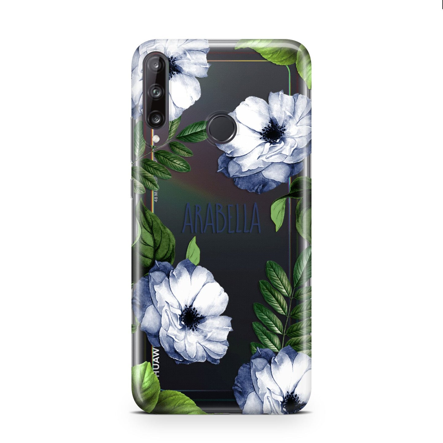 Blue Floral Personalised Huawei P40 Lite E Phone Case