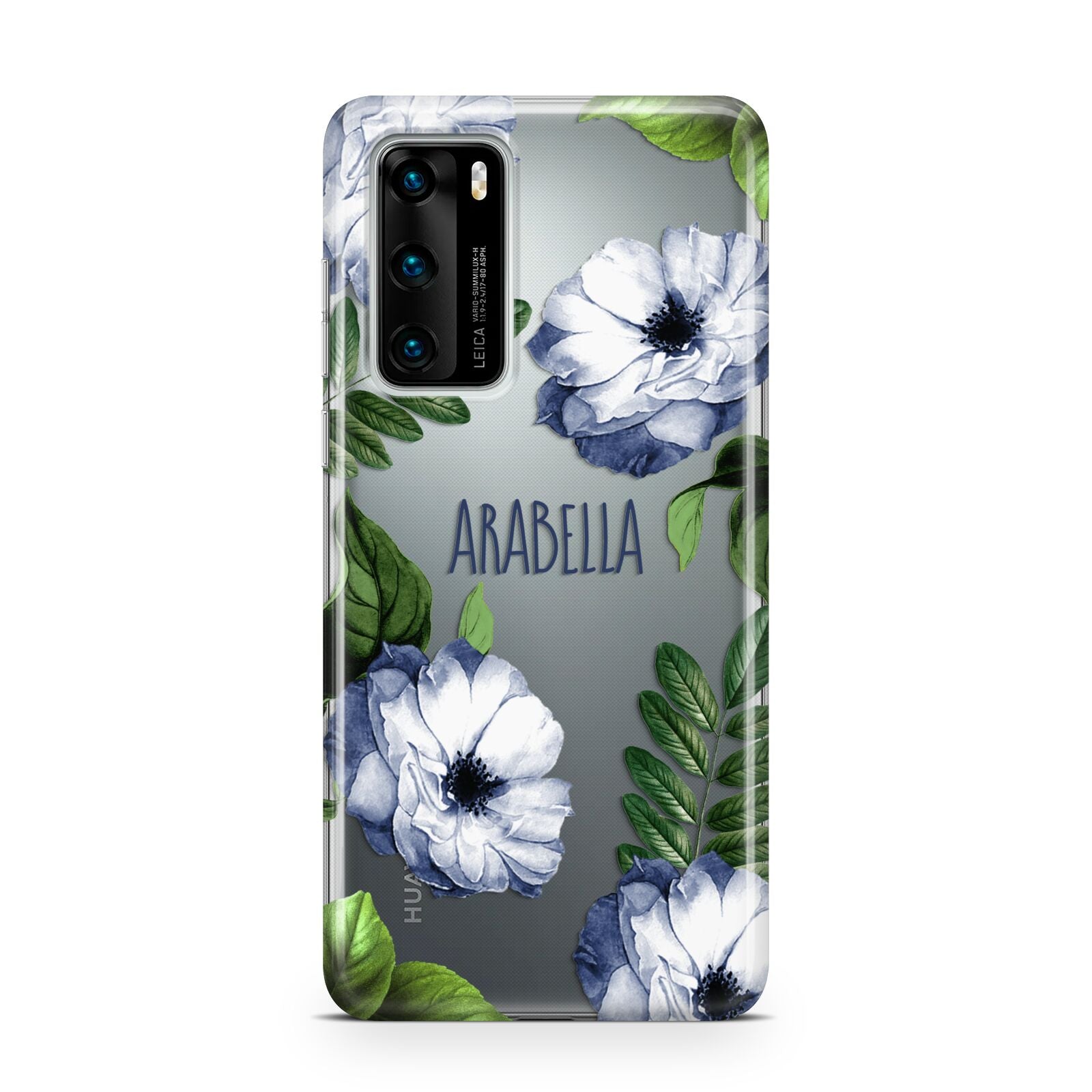 Blue Floral Personalised Huawei P40 Phone Case