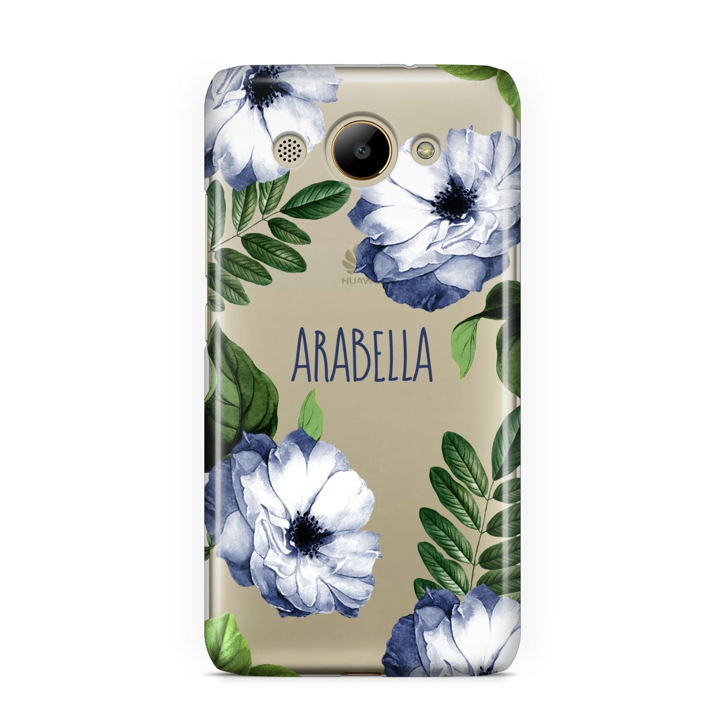 Blue Floral Personalised Huawei Y3 2017