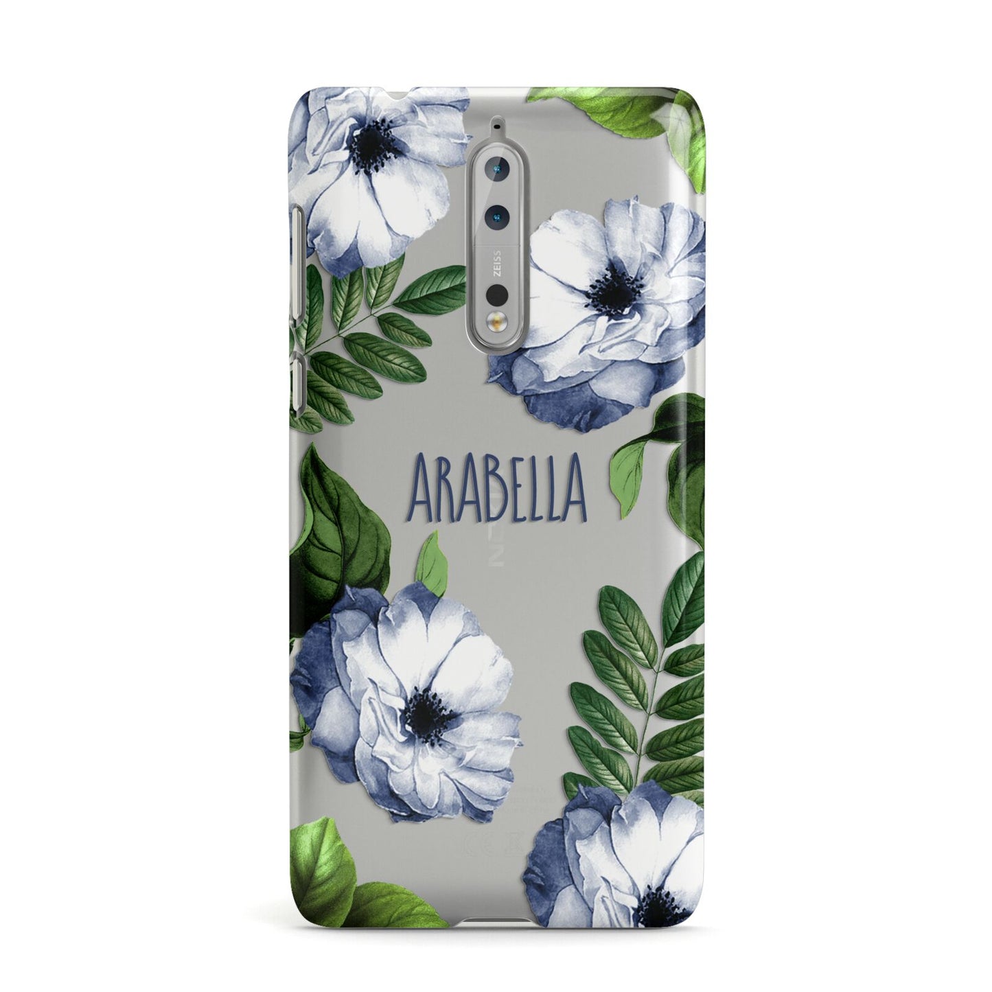 Blue Floral Personalised Nokia Case