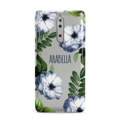 Blue Floral Personalised Nokia Case