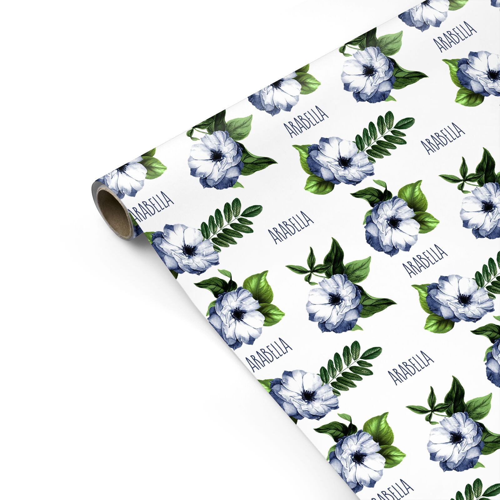 Blue Floral Personalised Personalised Gift Wrap