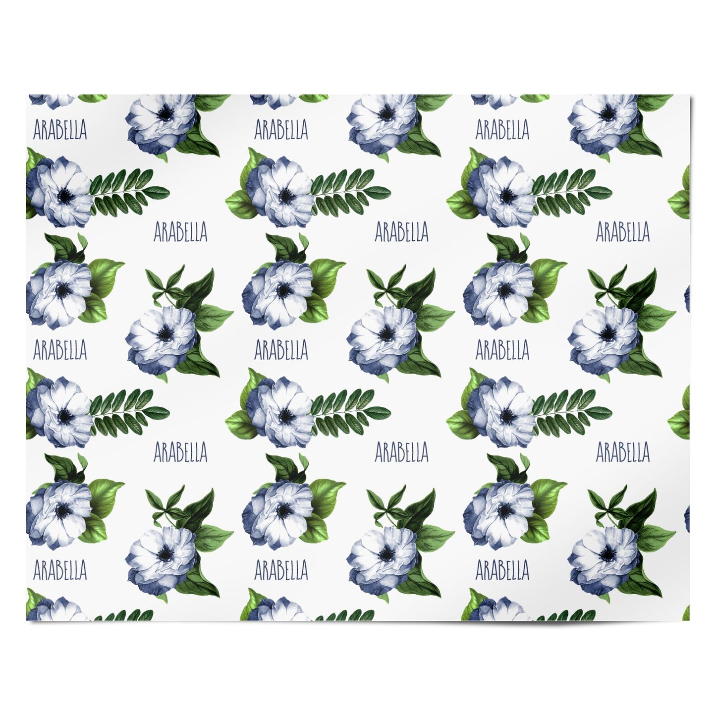 Blue Floral Personalised Personalised Wrapping Paper Alternative