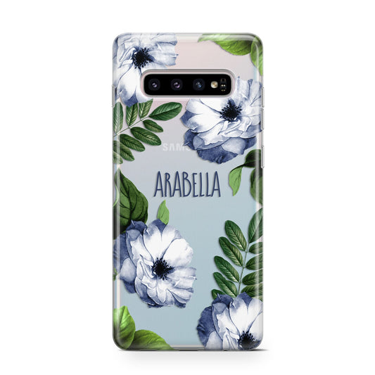 Blue Floral Personalised Protective Samsung Galaxy Case