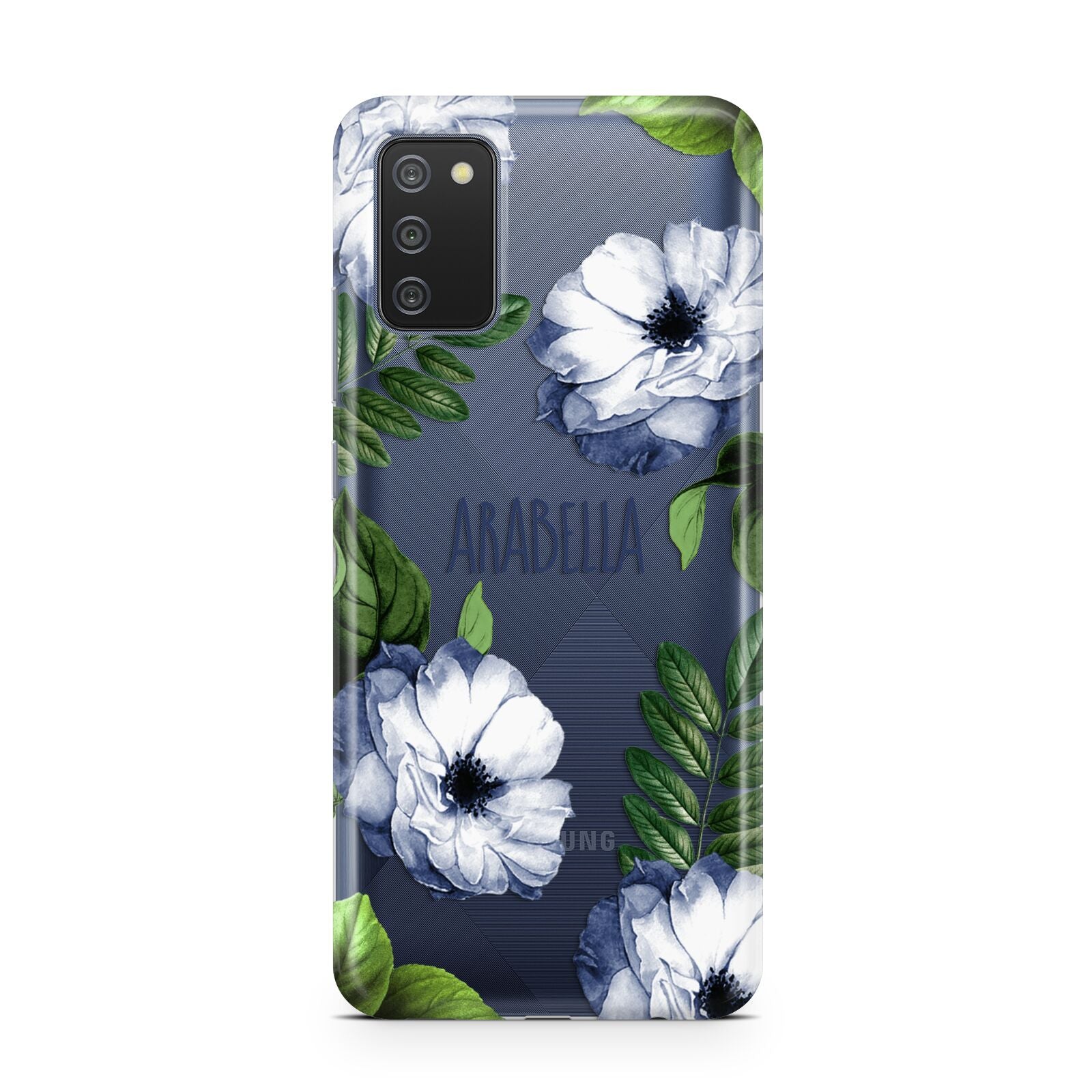 Blue Floral Personalised Samsung A02s Case