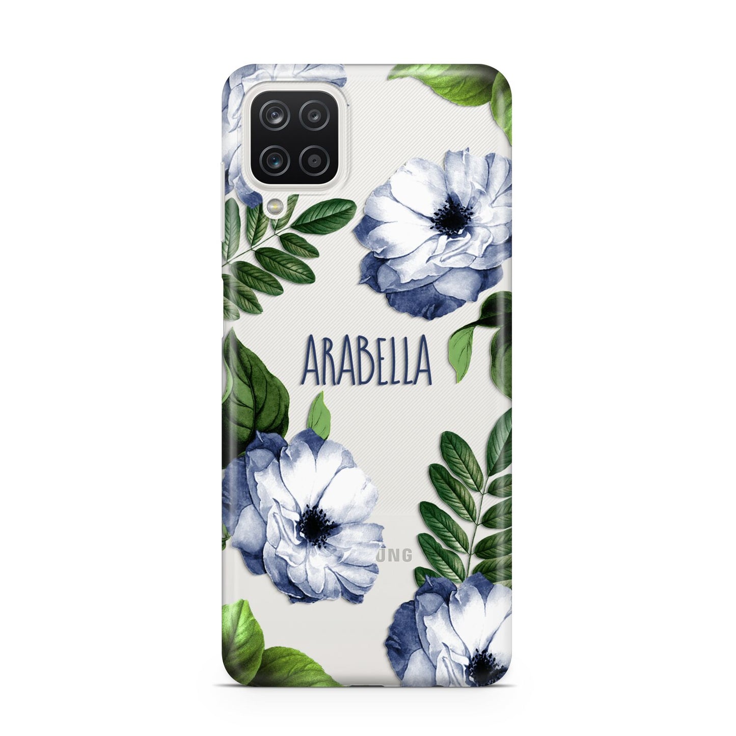 Blue Floral Personalised Samsung A12 Case