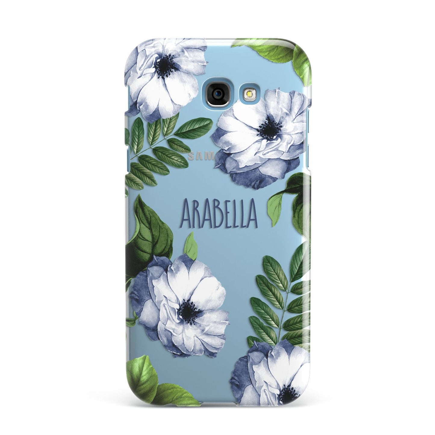 Blue Floral Personalised Samsung Galaxy A7 2017 Case