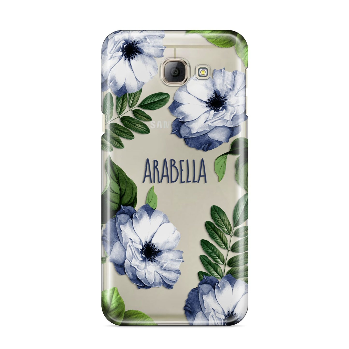 Blue Floral Personalised Samsung Galaxy A8 2016 Case