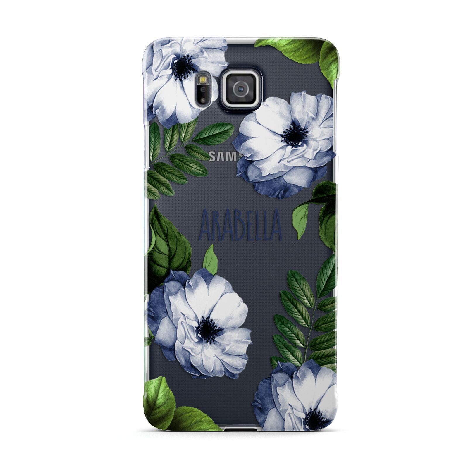 Blue Floral Personalised Samsung Galaxy Alpha Case