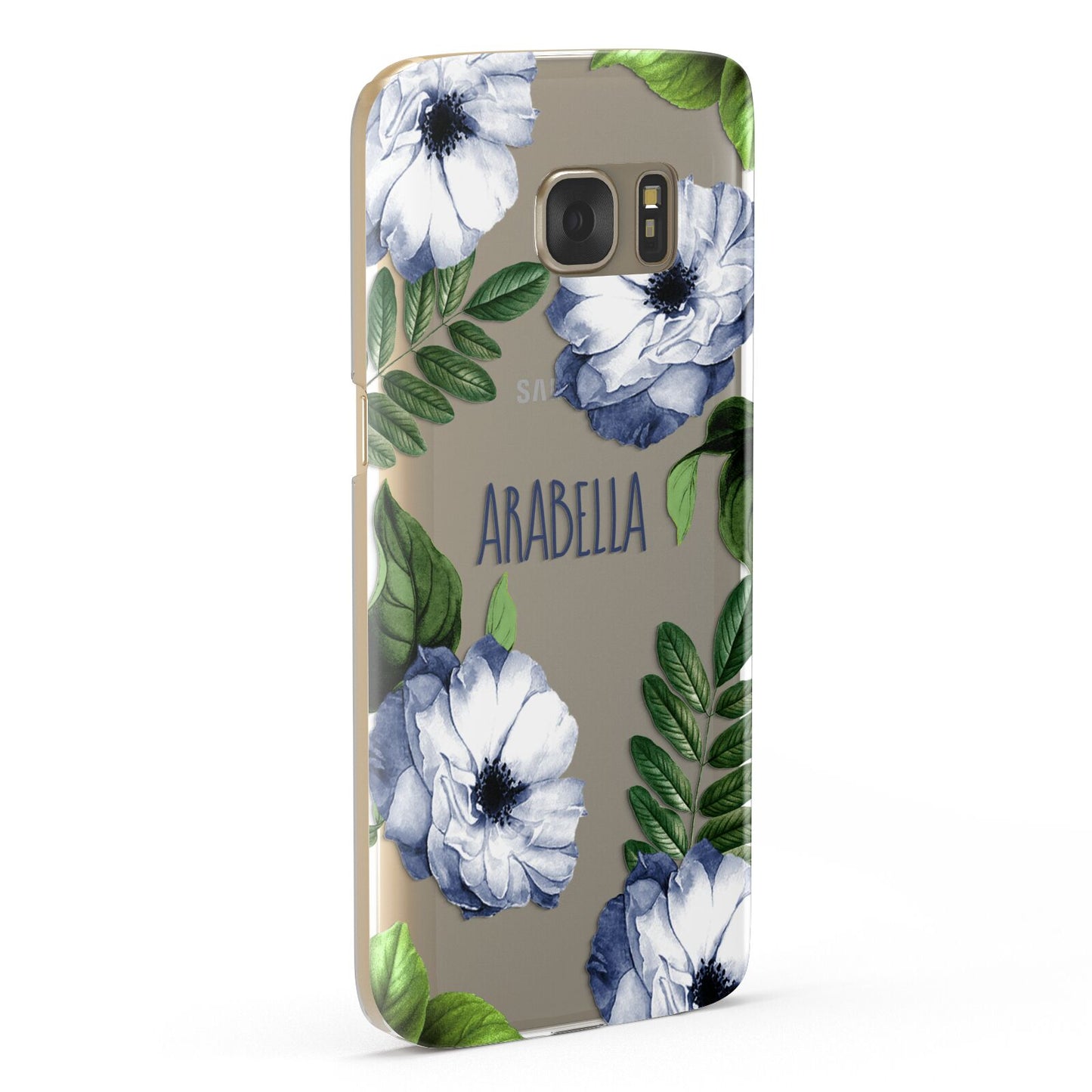 Blue Floral Personalised Samsung Galaxy Case Fourty Five Degrees