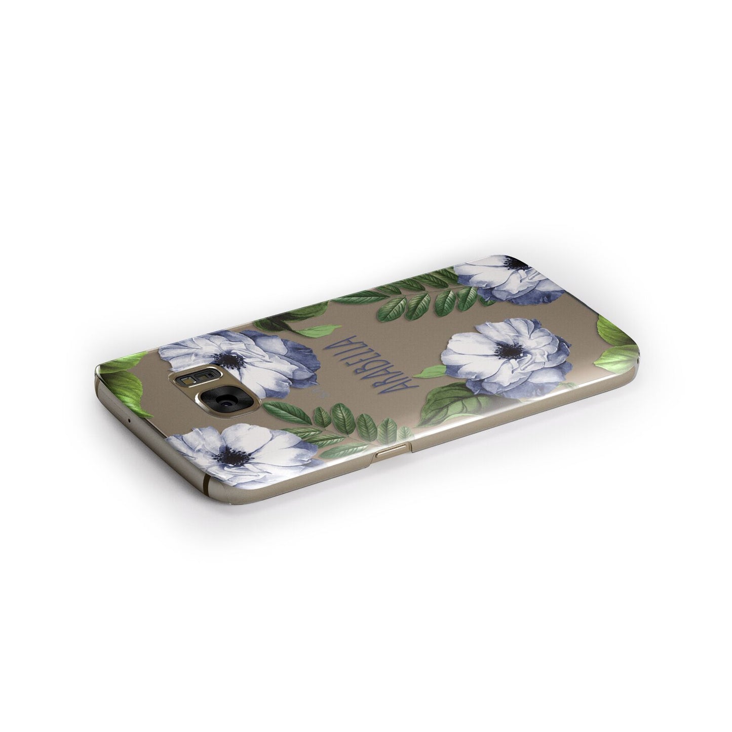 Blue Floral Personalised Samsung Galaxy Case Side Close Up