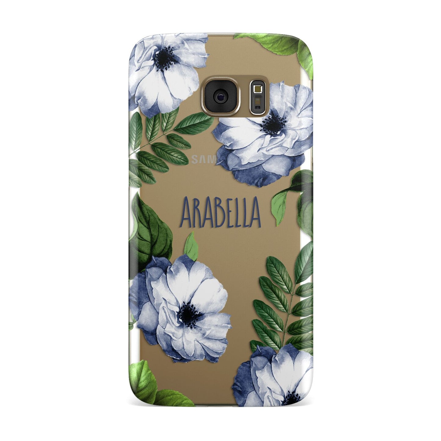 Blue Floral Personalised Samsung Galaxy Case