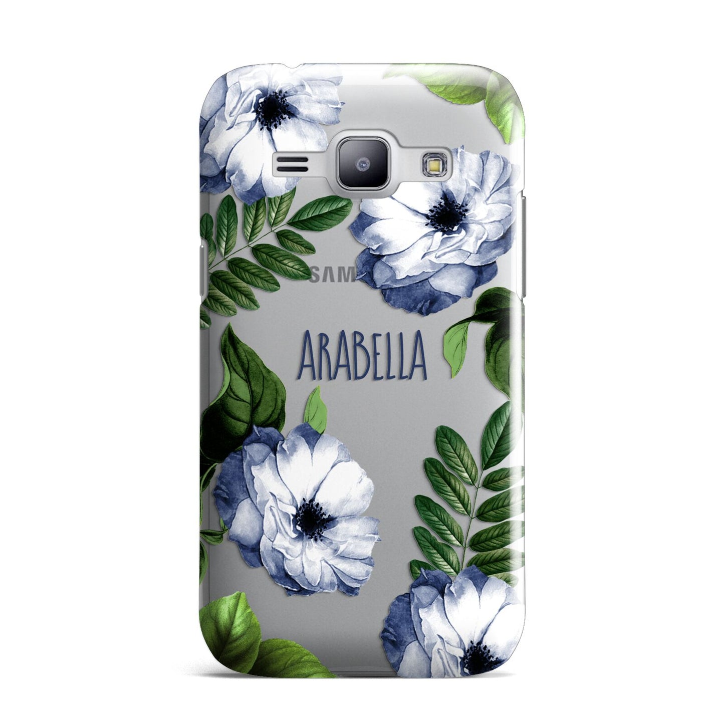 Blue Floral Personalised Samsung Galaxy J1 2015 Case