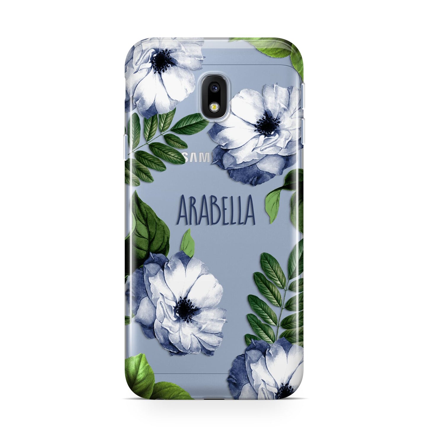 Blue Floral Personalised Samsung Galaxy J3 2017 Case