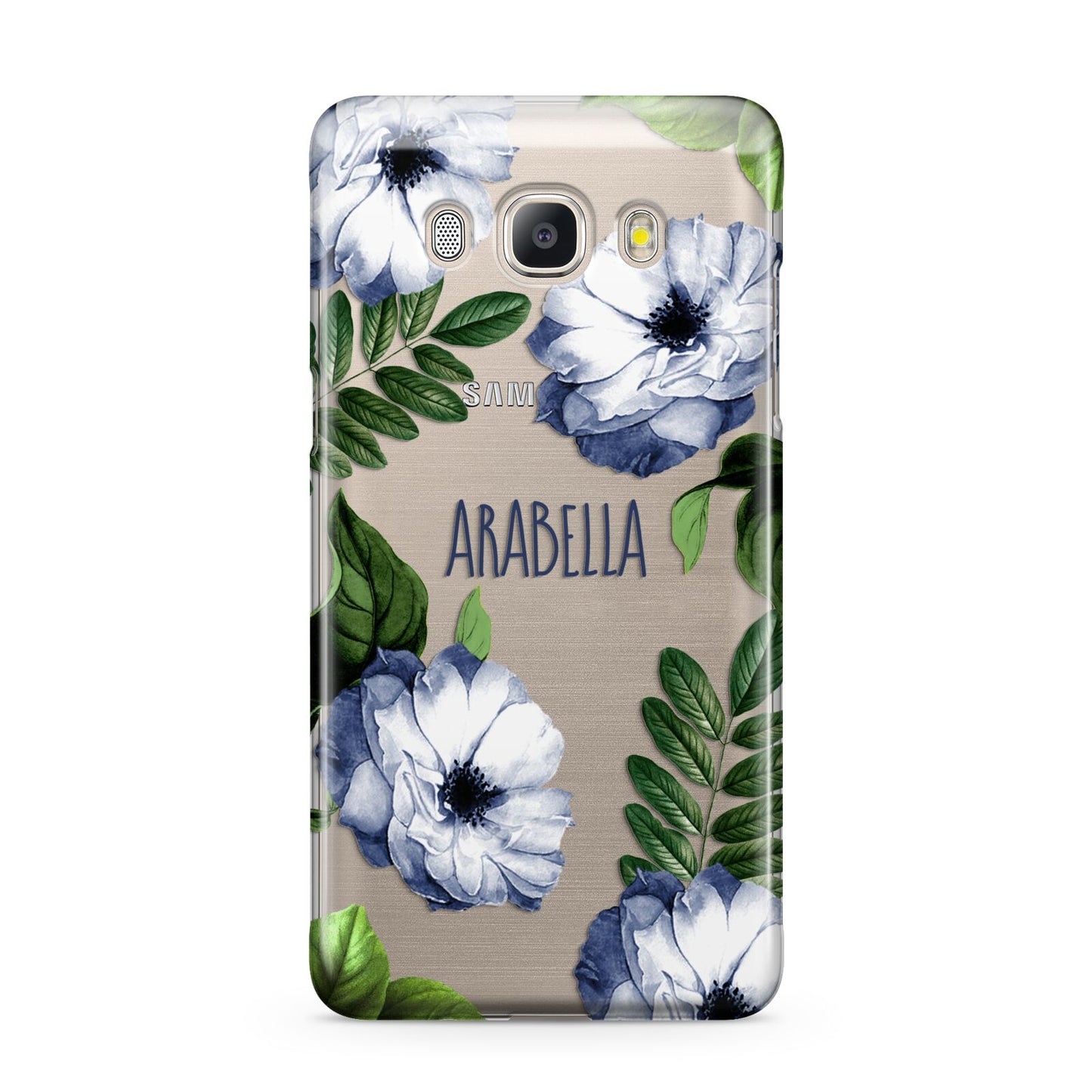 Blue Floral Personalised Samsung Galaxy J5 2016 Case