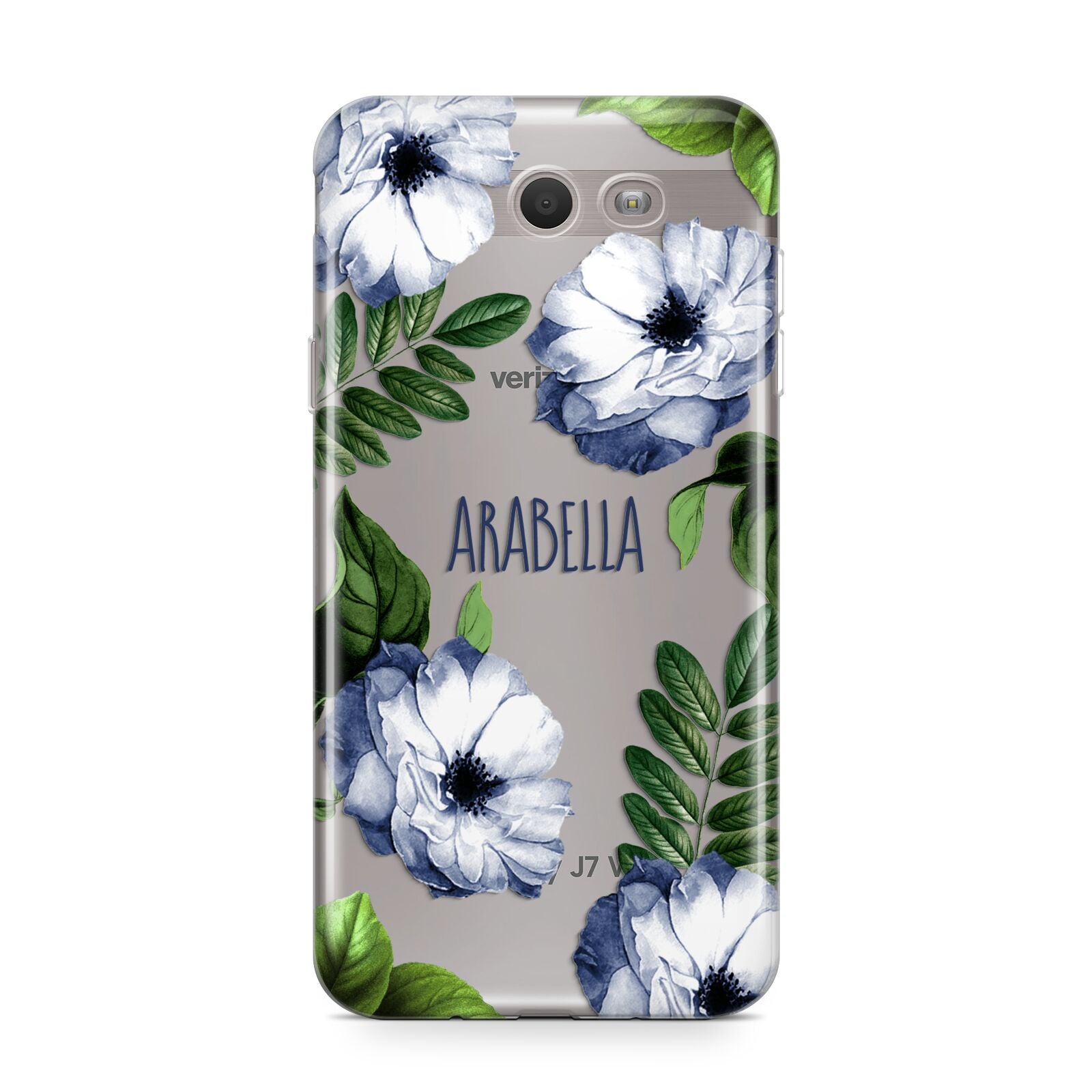 Blue Floral Personalised Samsung Galaxy J7 2017 Case