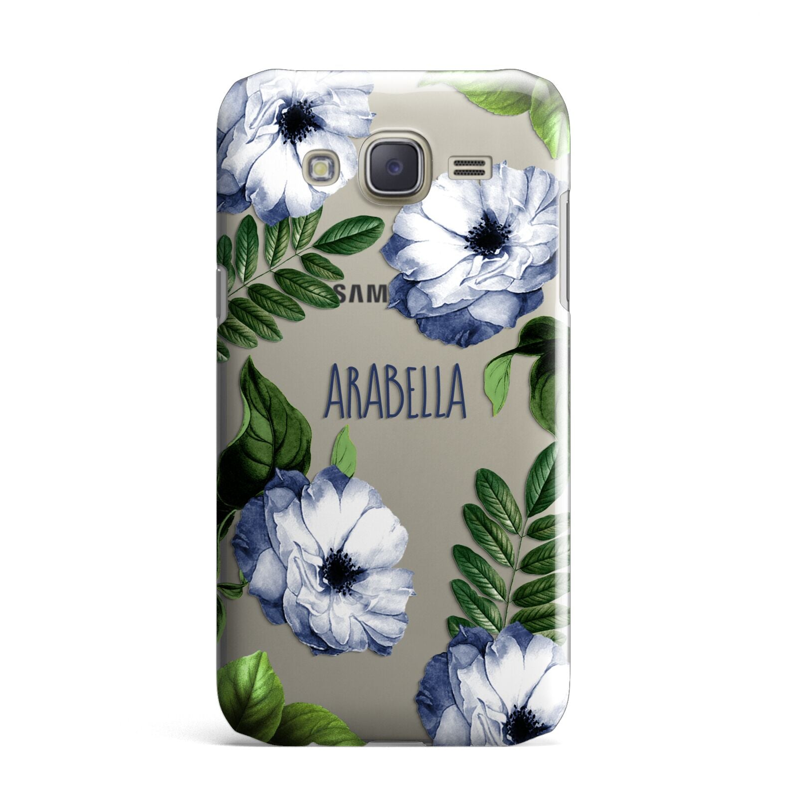 Blue Floral Personalised Samsung Galaxy J7 Case