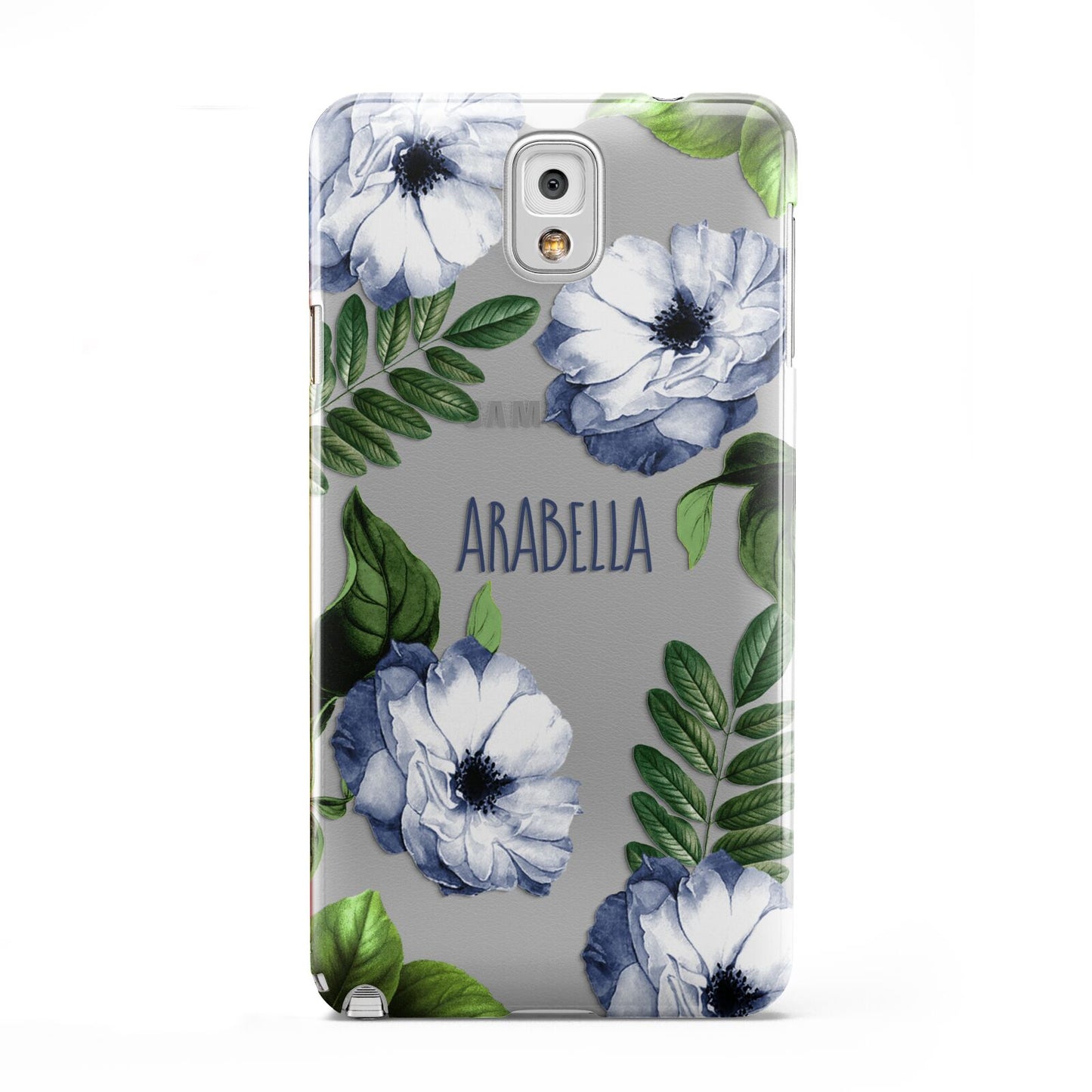 Blue Floral Personalised Samsung Galaxy Note 3 Case