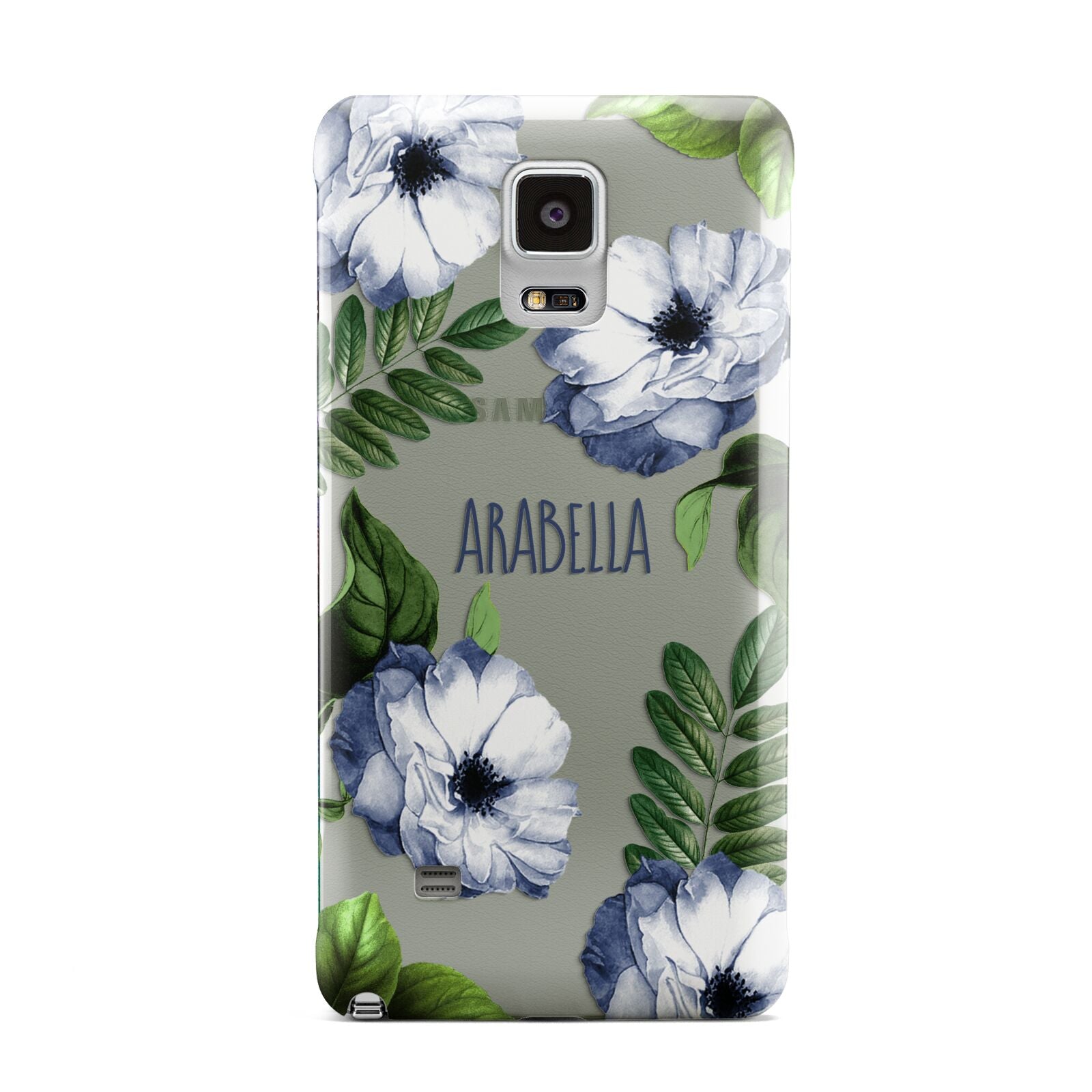 Blue Floral Personalised Samsung Galaxy Note 4 Case