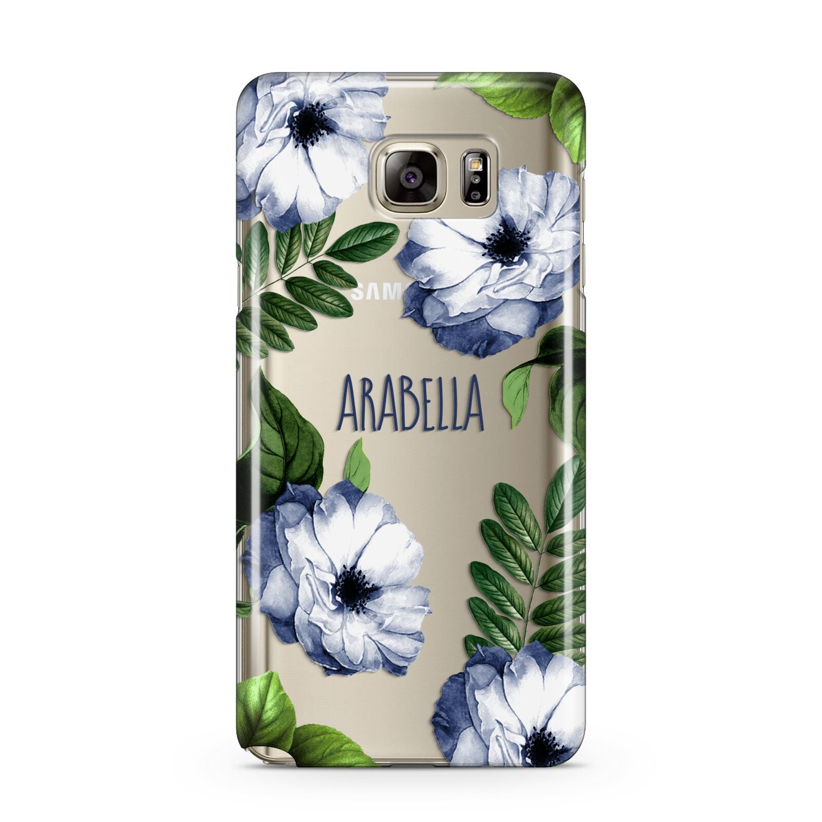 Blue Floral Personalised Samsung Galaxy Note 5 Case