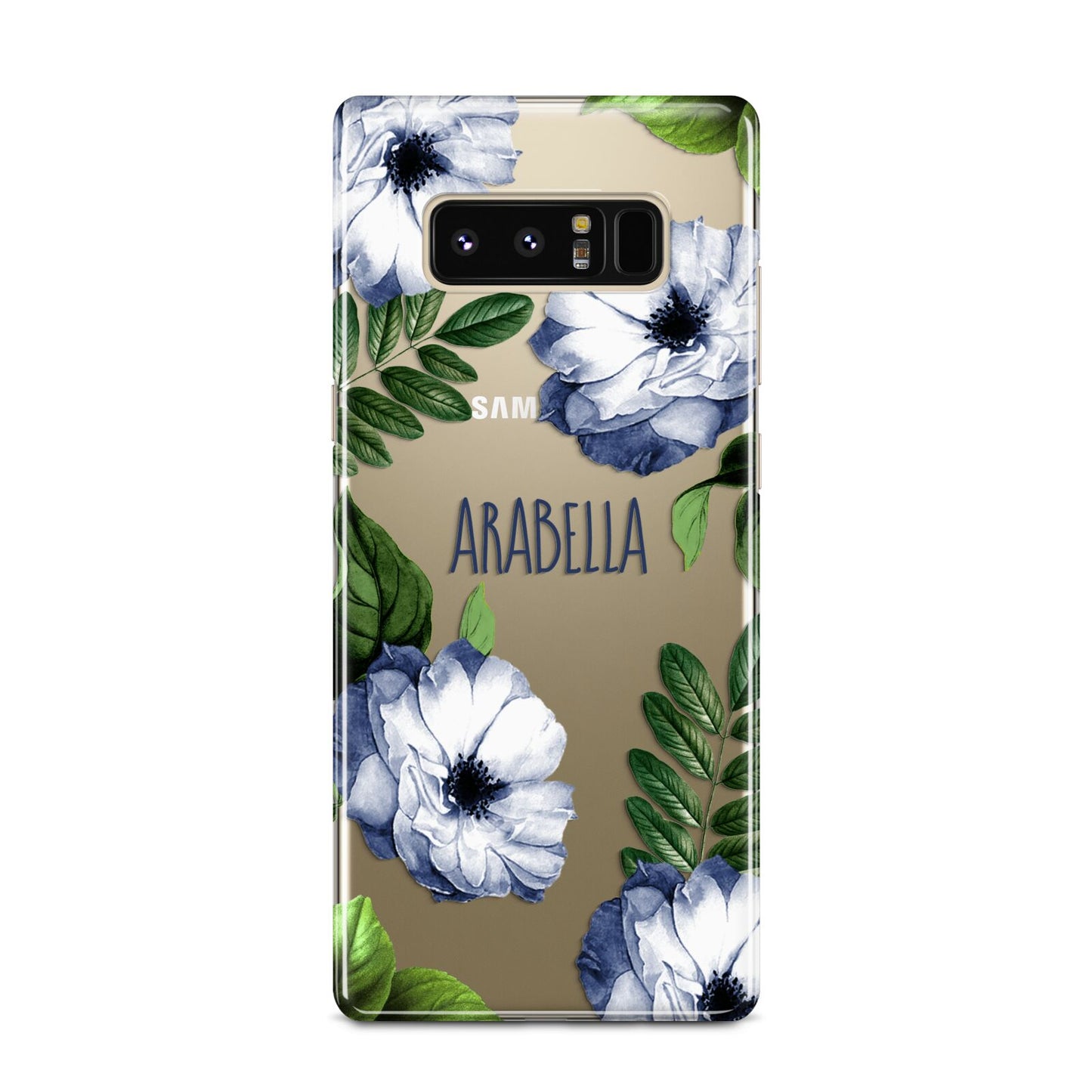 Blue Floral Personalised Samsung Galaxy Note 8 Case