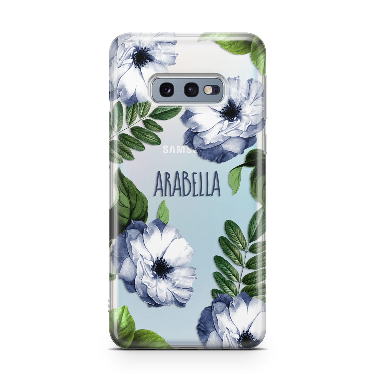 Blue Floral Personalised Samsung Galaxy S10E Case