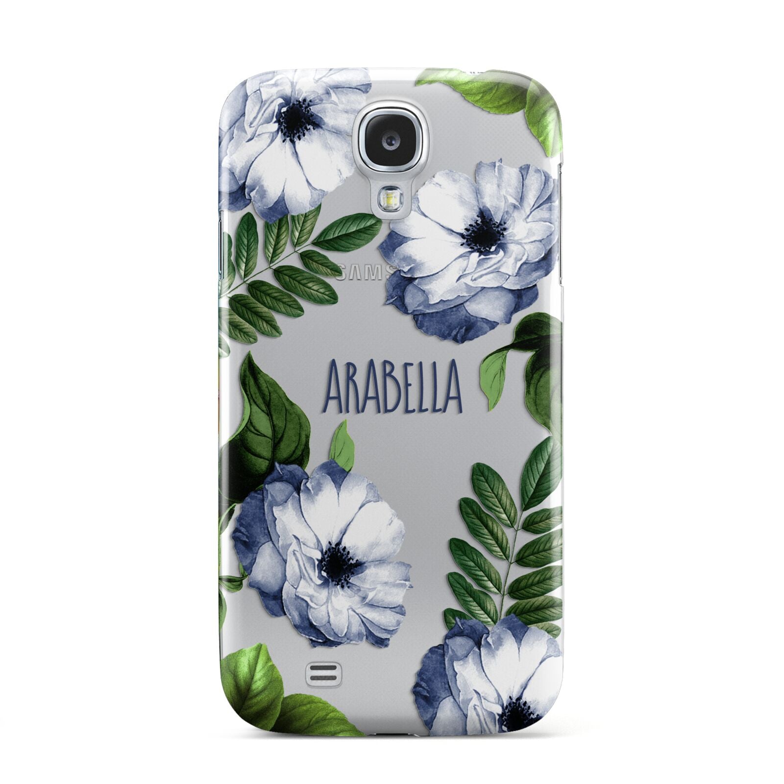 Blue Floral Personalised Samsung Galaxy S4 Case